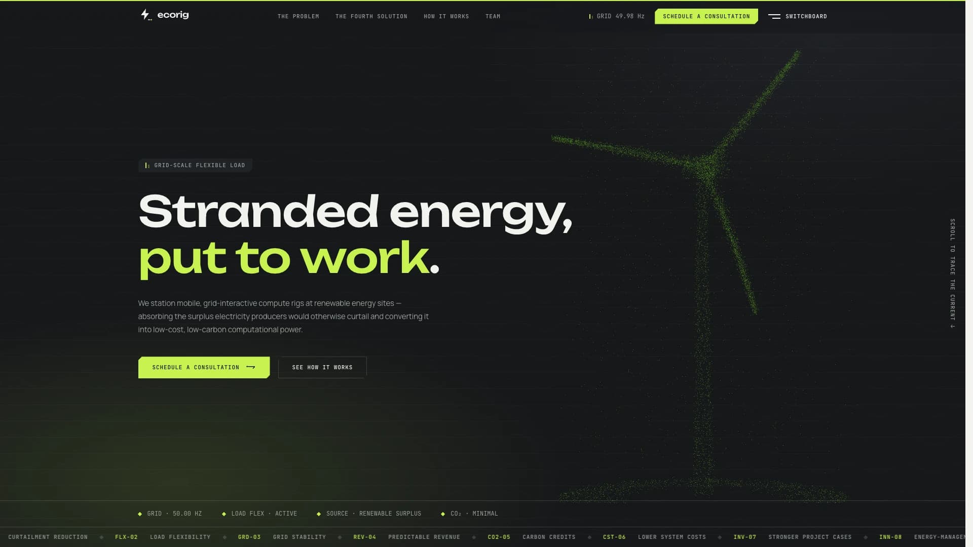 EcoRig — A WebGL Onepager That Sells Curtailed Energy as Compute