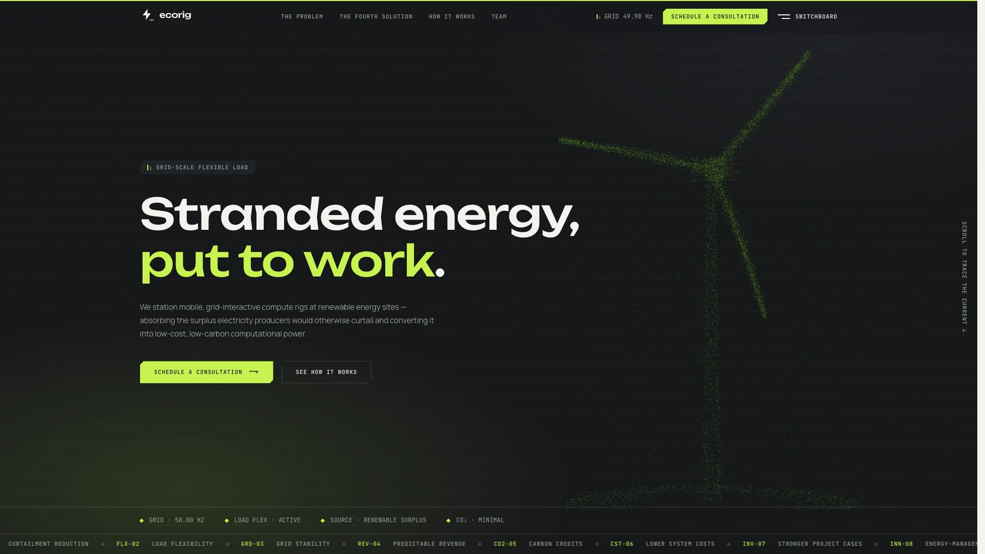 EcoRig — A WebGL Onepager That Sells Curtailed Energy as Compute